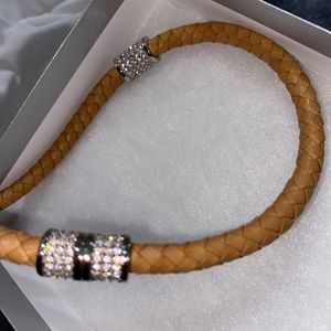 Brown Braided Leather Choker